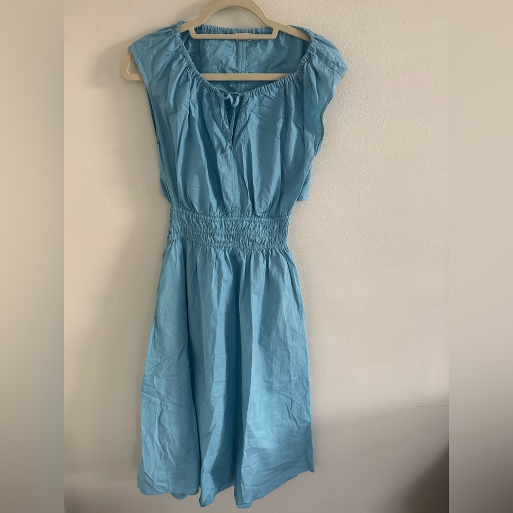 Faherty Blue Open Back cotton Amalfi  Dress